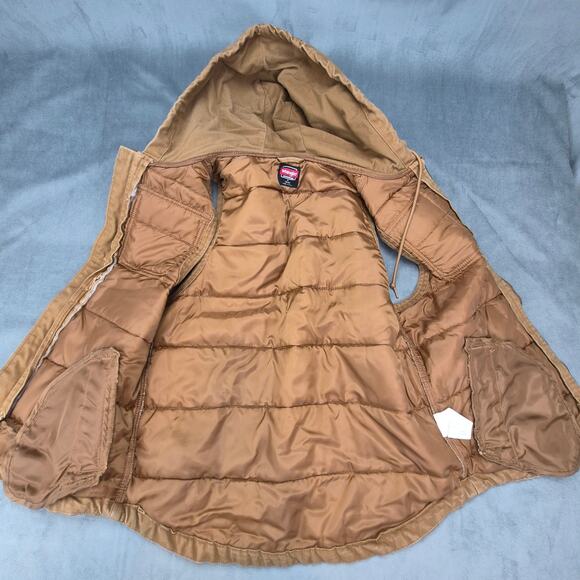 Wrangler Workwear Brown Canvas Hooded Insulated Vest WW5527 Men's Sz M 38-40 - Picture 3 of 7